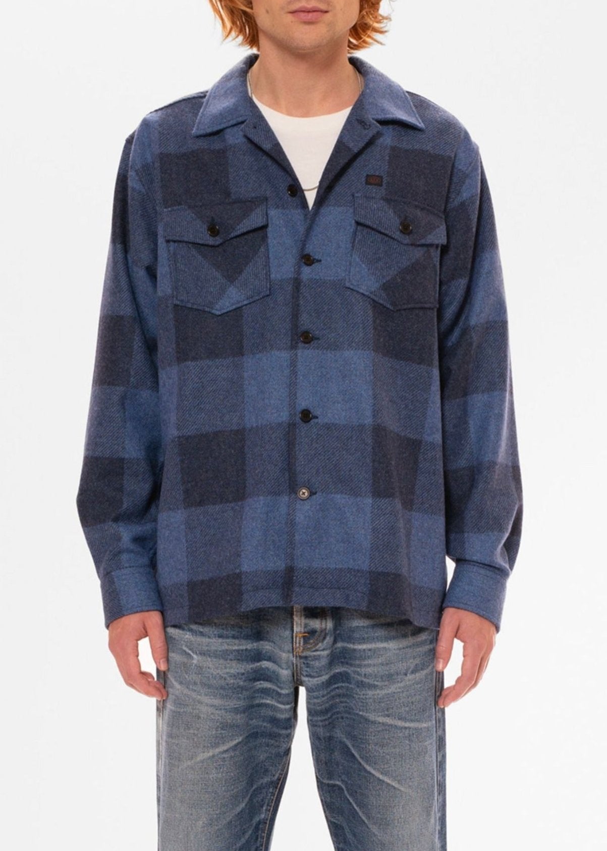 Surchemise en laine et matières recyclées | Bleu à carreaux "vincent buffalo check shirt"