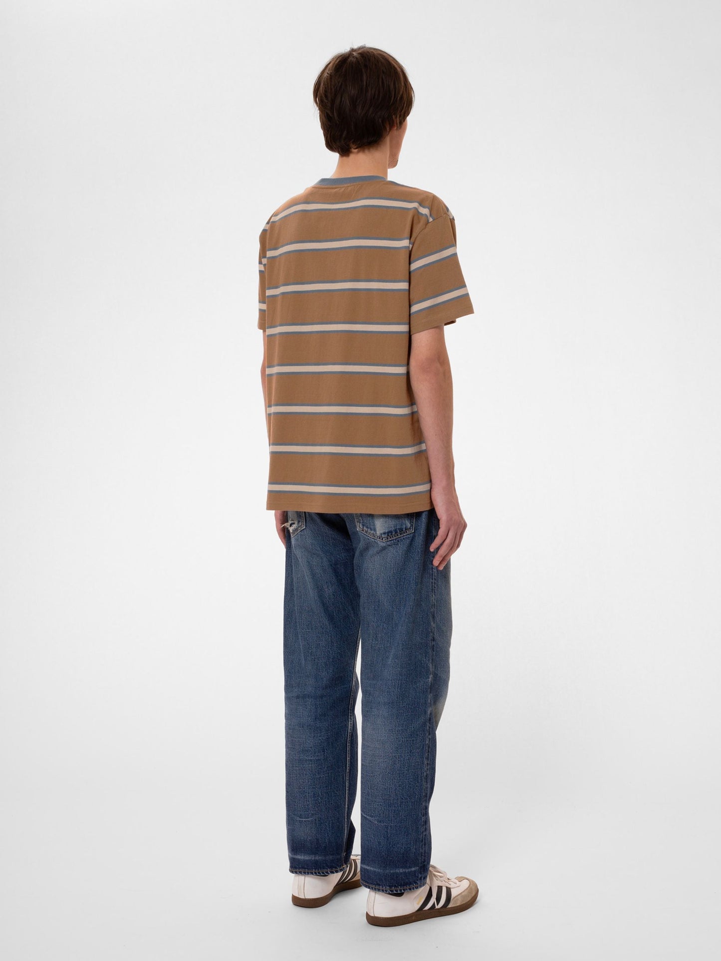 T-shirt rayé en coton bio | marron "leffe 90s stripe t-shirt"