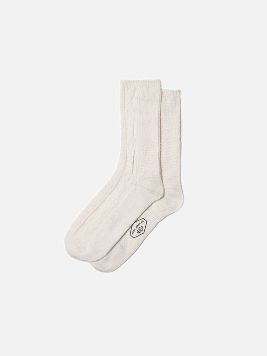 Chaussettes torsadées en coton bio | beige "women cable socks offwhite"