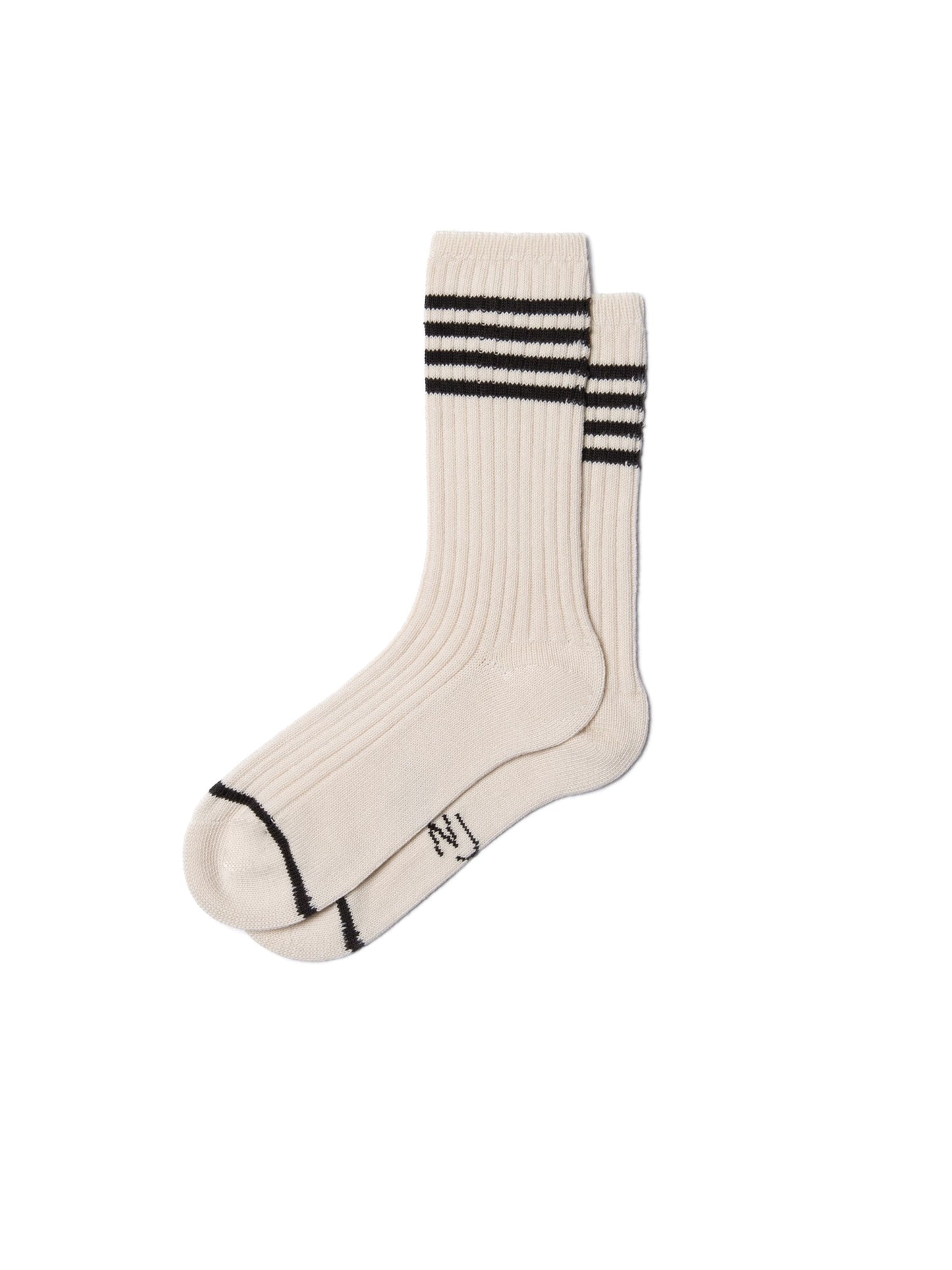 Chaussettes hautes en coton bio | Écrues rayées "women tennis socks stripe offwhite/black"