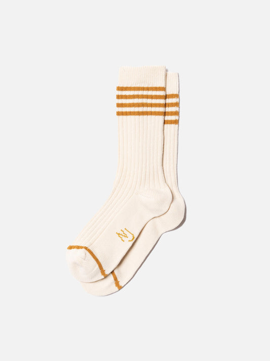 Chaussettes rayées en coton bio | ocre "men tennis socks stripe ochre"