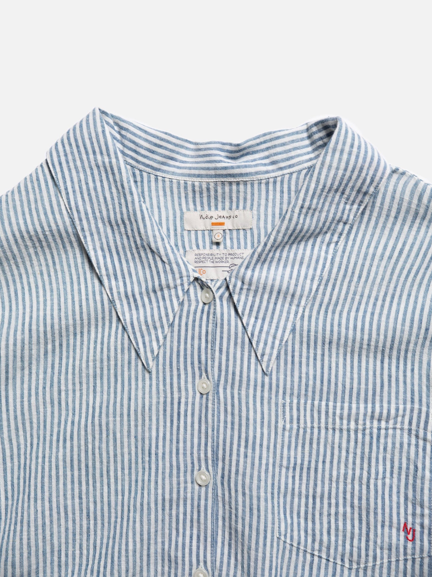 Chemise en coton bio et lin | Rayée bleue et blanche "amalia indigo striped blue/offwhite"