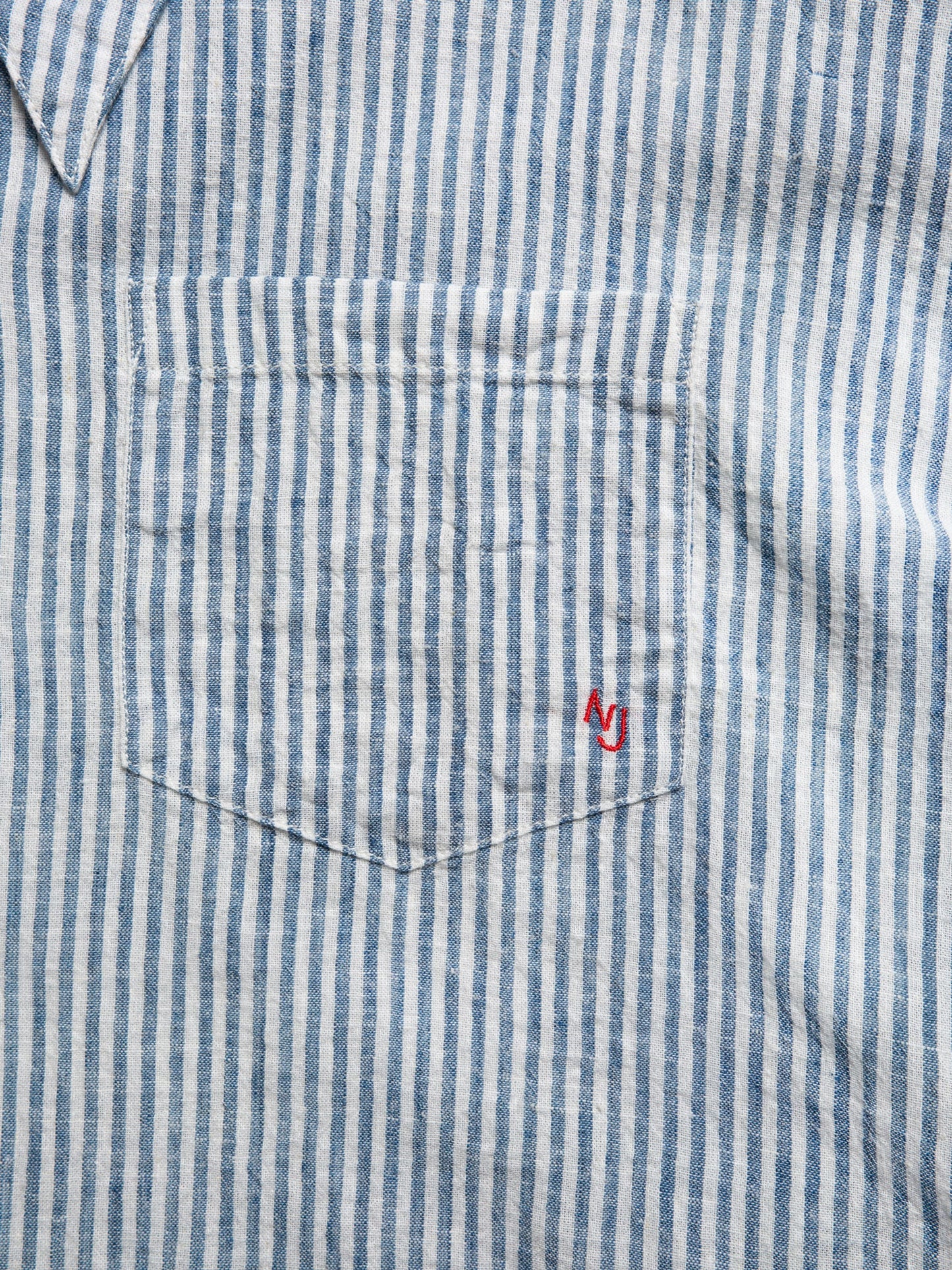 Chemise en coton bio et lin | Rayée bleue et blanche "amalia indigo striped blue/offwhite"