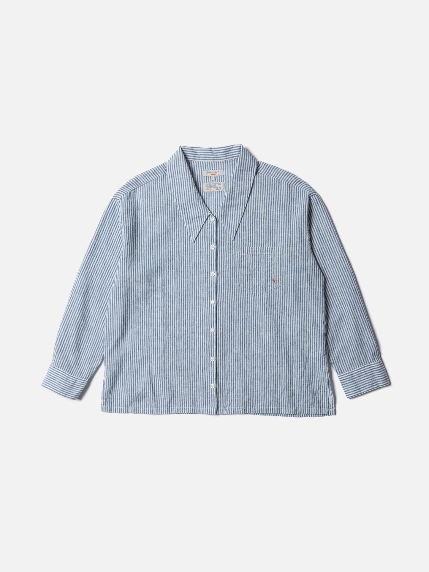 Chemise en coton bio et lin | Rayée bleue et blanche "amalia indigo striped blue/offwhite"