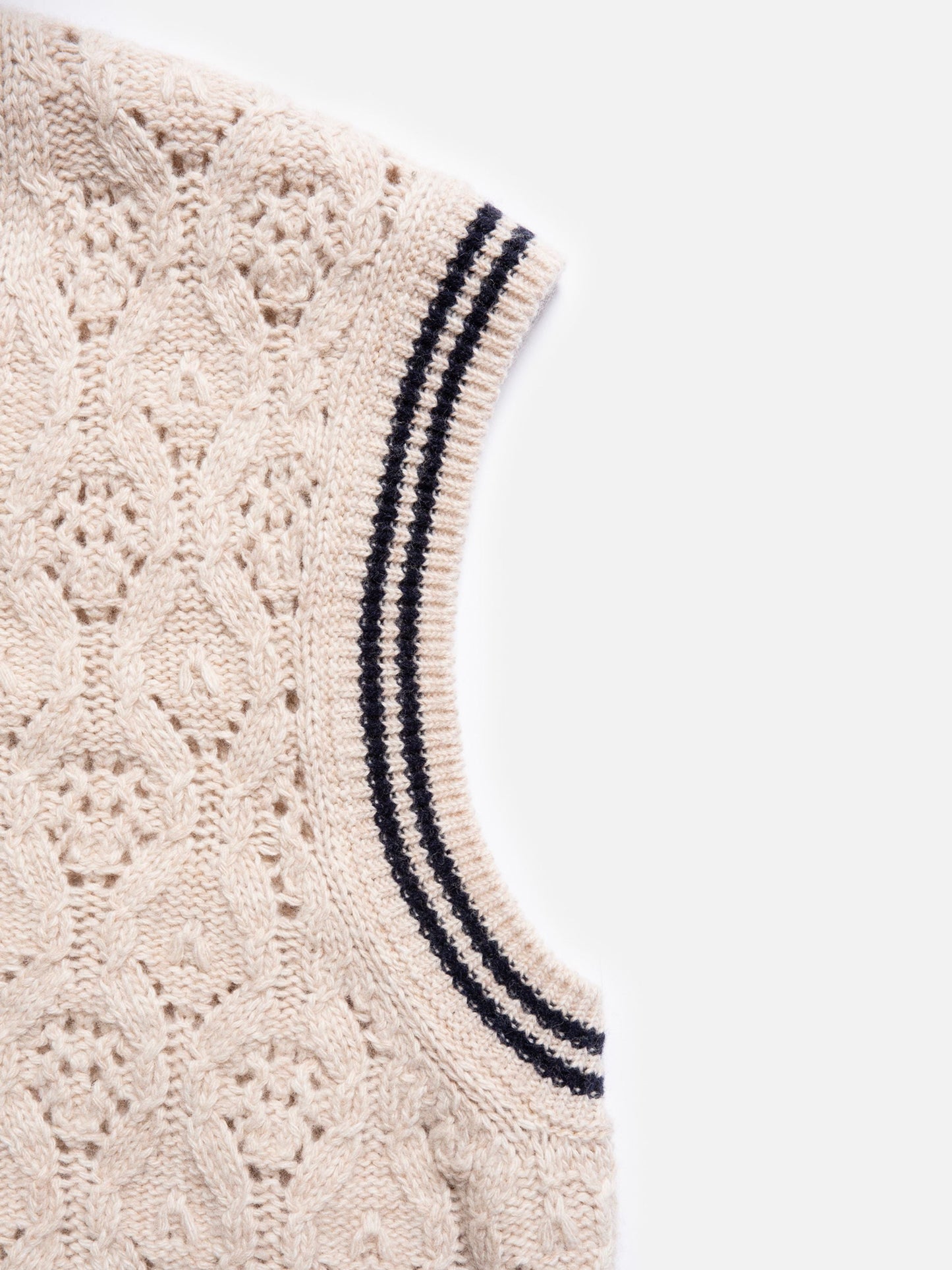 Gilet sans manches en pointelle en laine et coton bio | Écru "kim pointelle knit vest oat"
