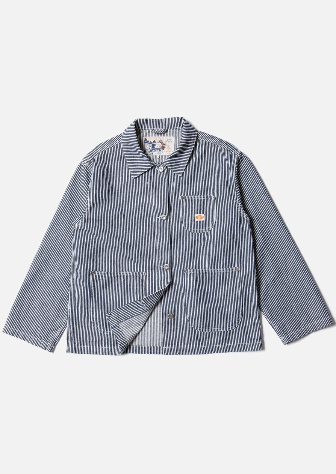 Veste en coton bio | Rayée bleu et blanc "eva hickory striped jacket blue/offwhite"