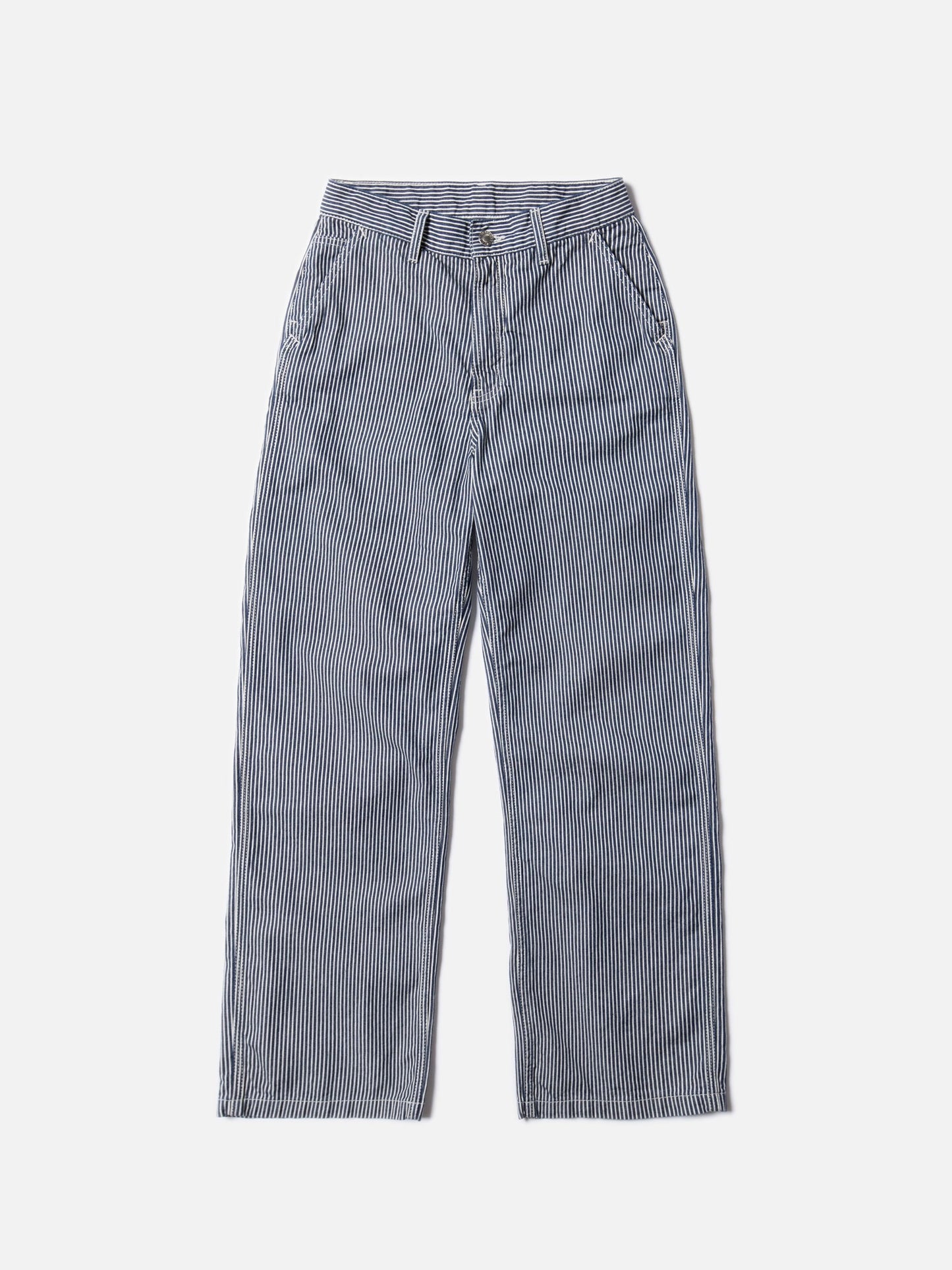 Pantalon ample en coton bio | rayé bleu et blanc "stina hickory striped pants blue/offwhite"