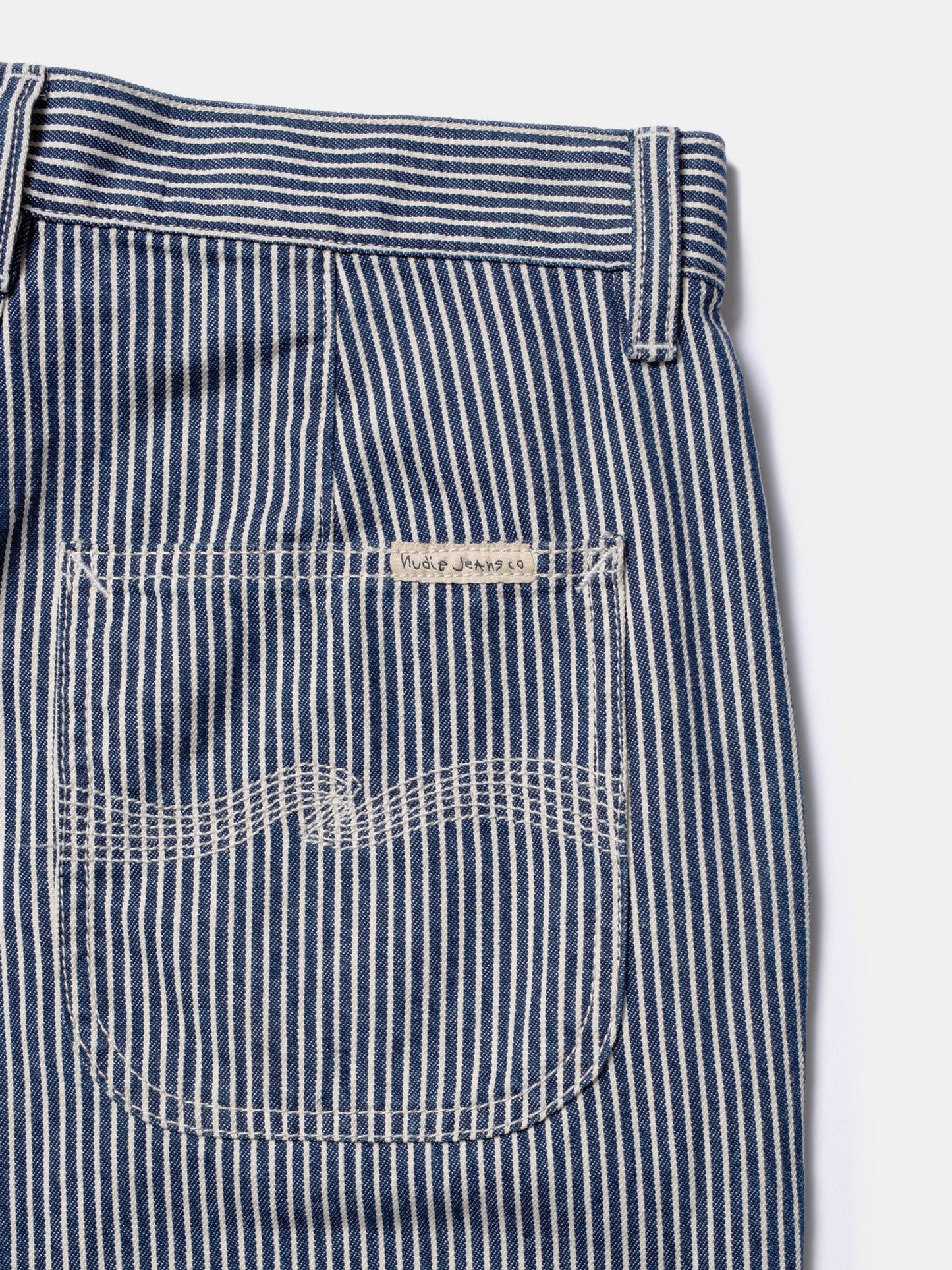 Pantalon ample en coton bio | rayé bleu et blanc "stina hickory striped pants blue/offwhite"