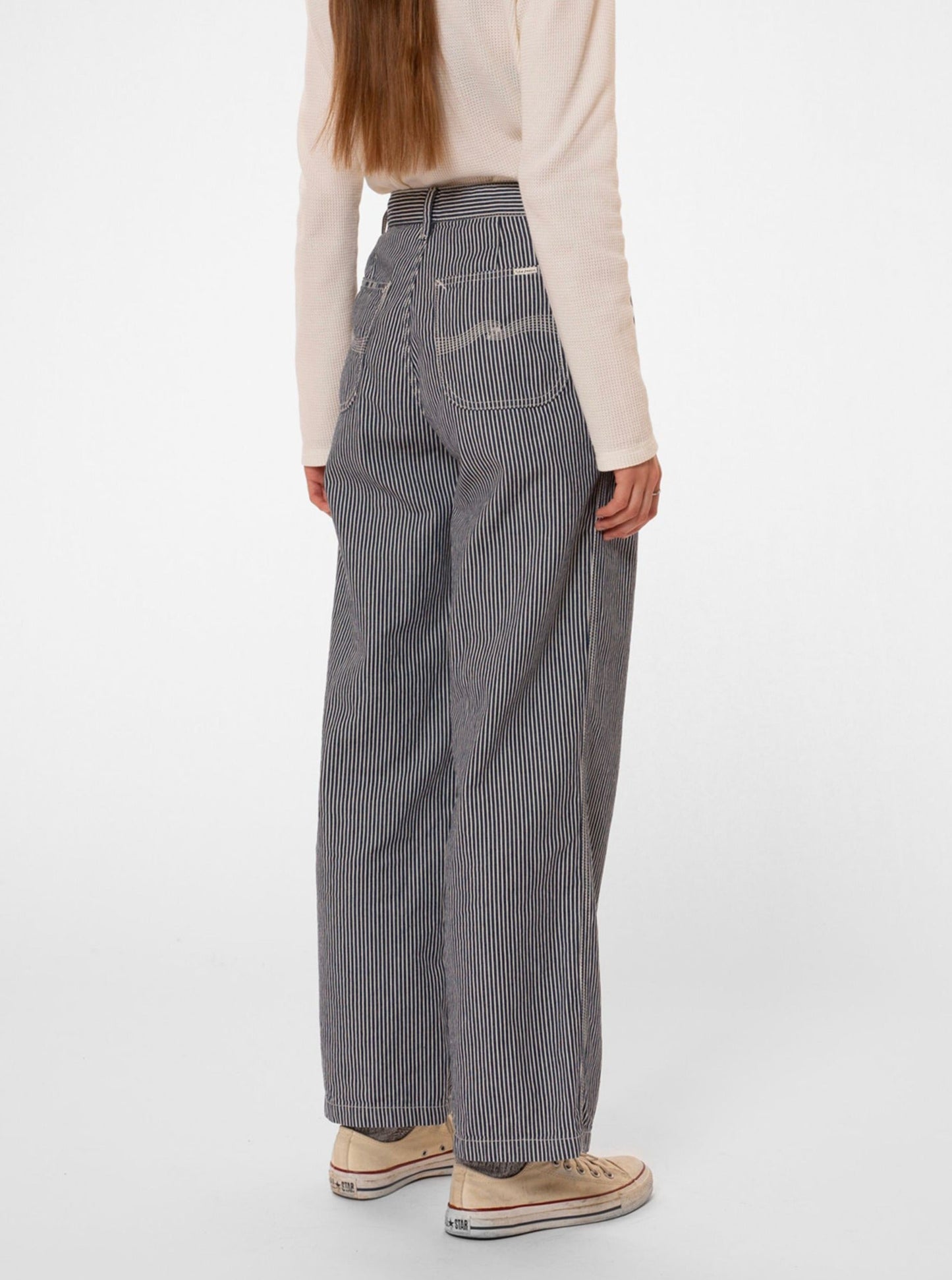 Pantalon ample en coton bio | rayé bleu et blanc "stina hickory striped pants blue/offwhite"