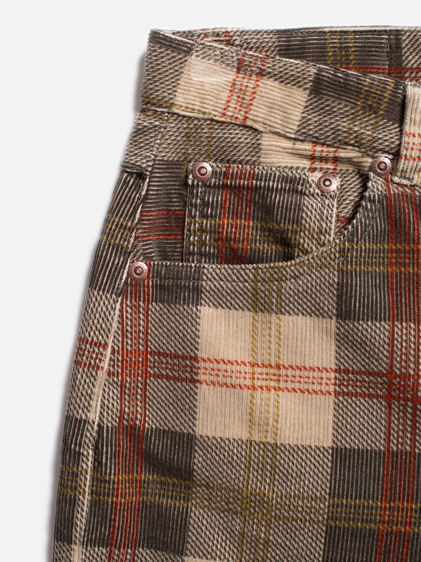 Pantalon ample velours en coton bio | carreaux tartan "clean eileen corduroy"