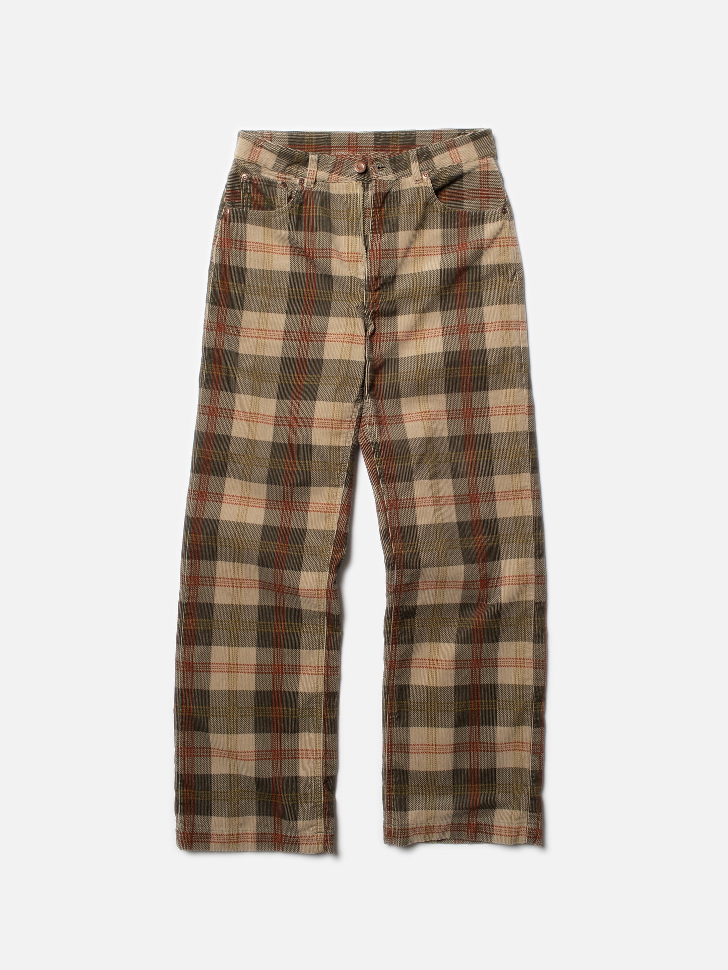 Pantalon ample velours en coton bio | carreaux tartan "clean eileen corduroy"
