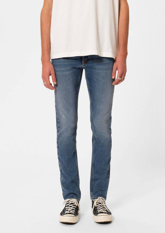 Jean slim en coton bio | Bleu délavé "lean dean dark waters"