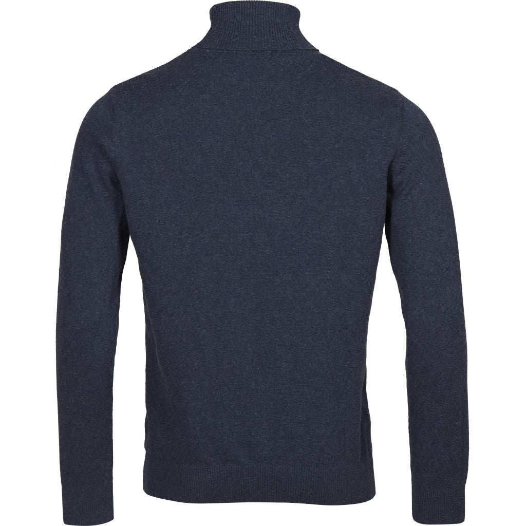 Pull à col roulé bleu en coton bio et cachemire - Roll neck