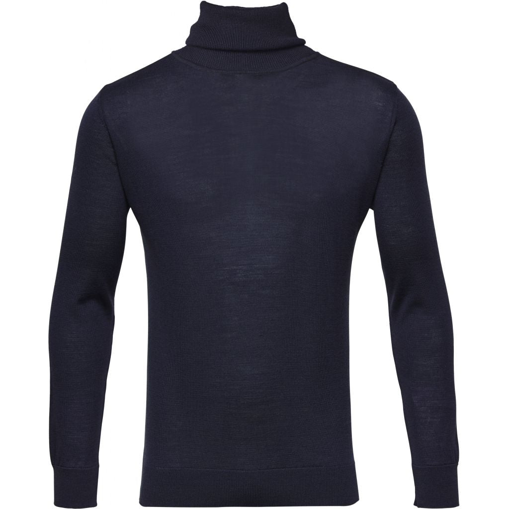 Pull à col roulé bleu en coton bio et cachemire - Roll neck