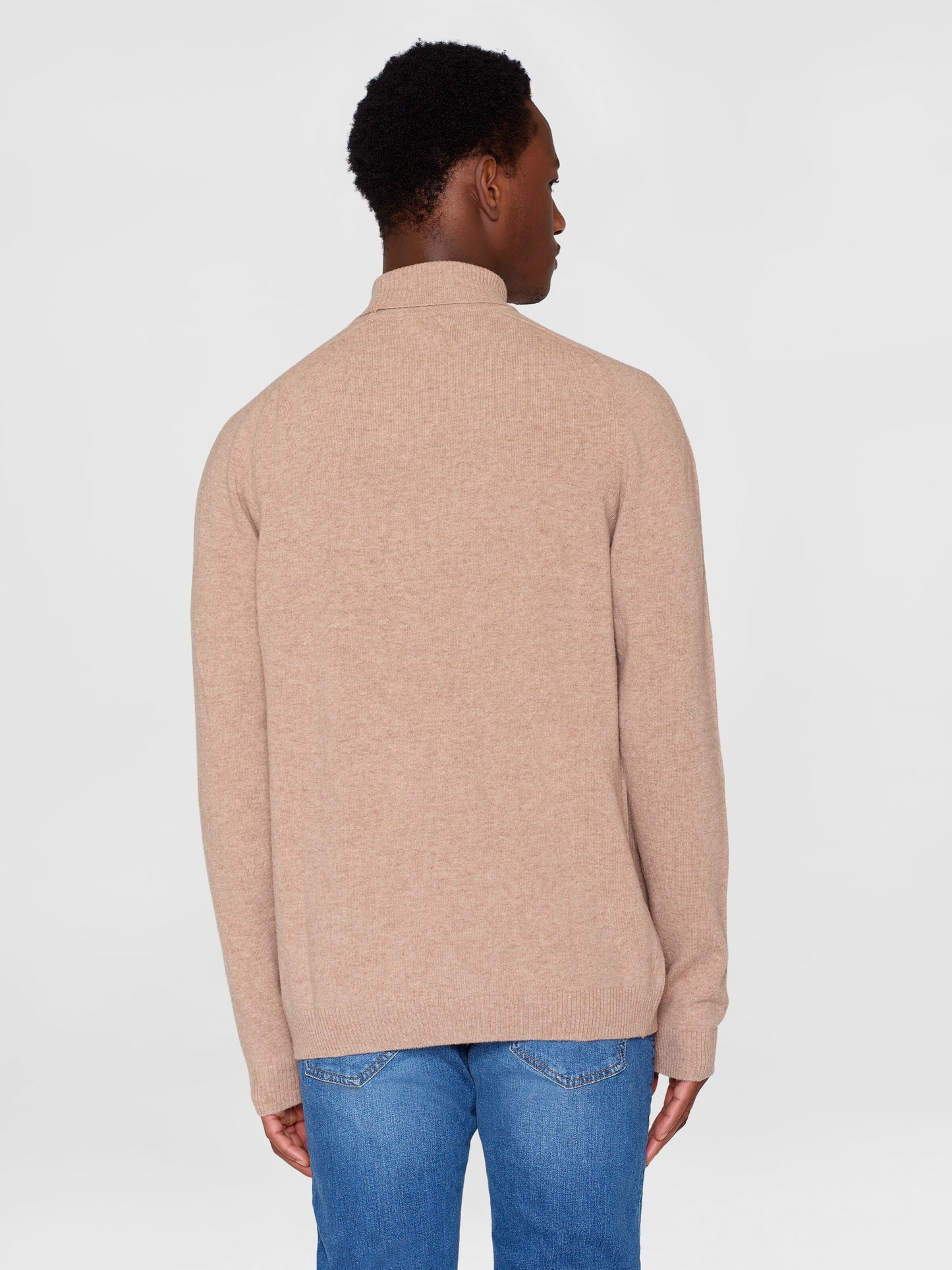 Pull col roulé en laine bio | Beige "roll neck wool knit kelp"