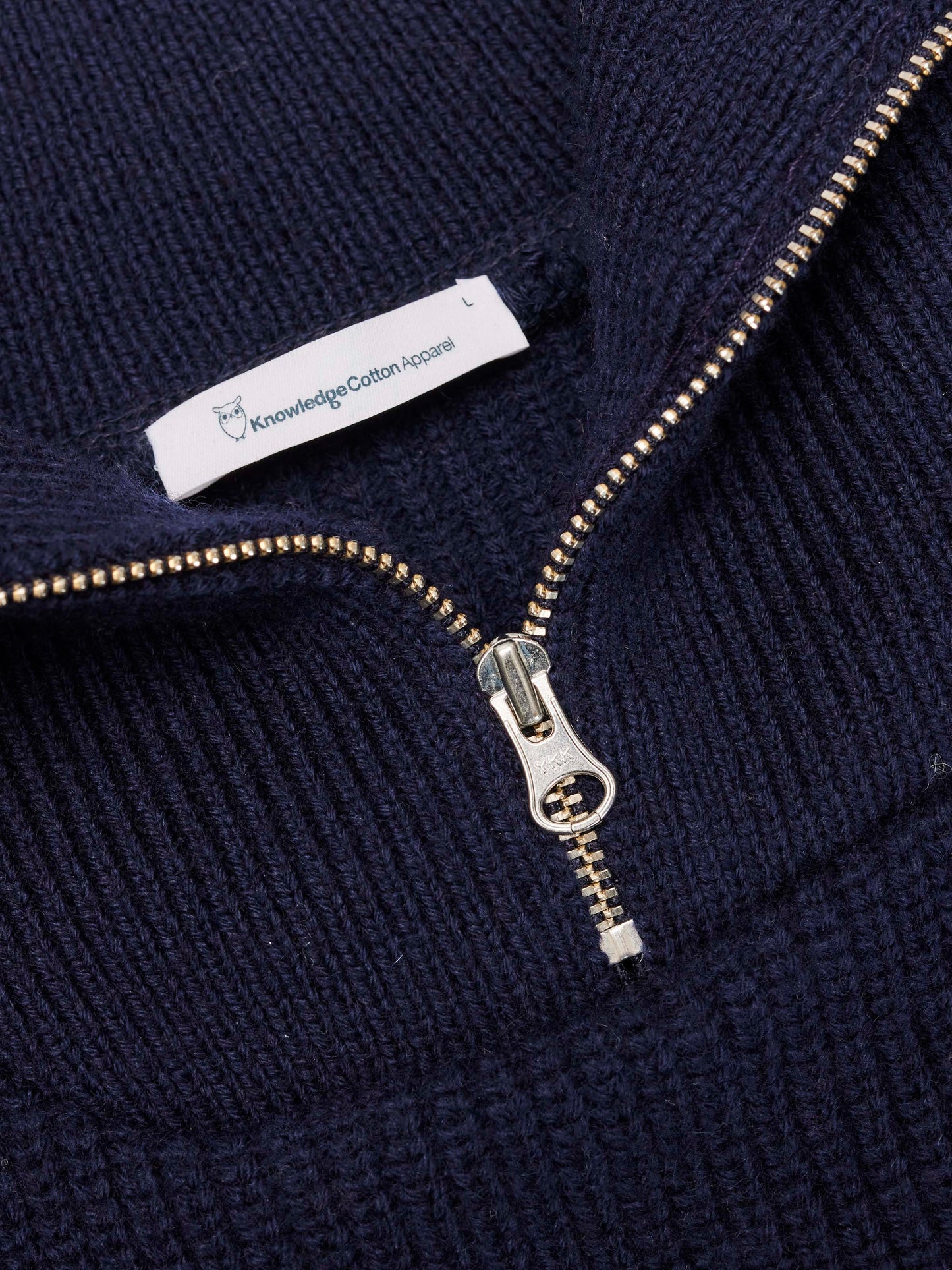 Pull col zippé marine en laine mérinos biologique - valley 1/2 neck zip