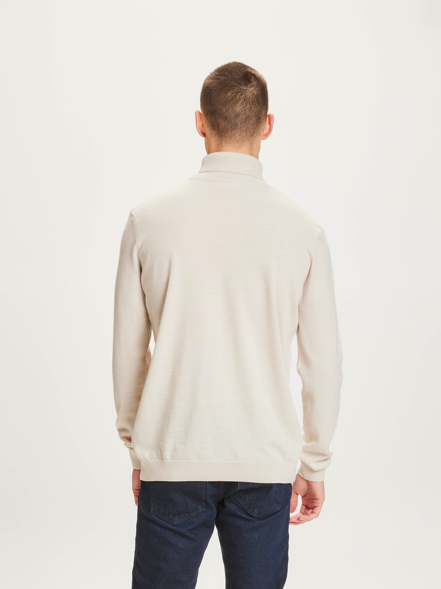 Col roulé beige en laine mérinos bio - FORREST roll neck