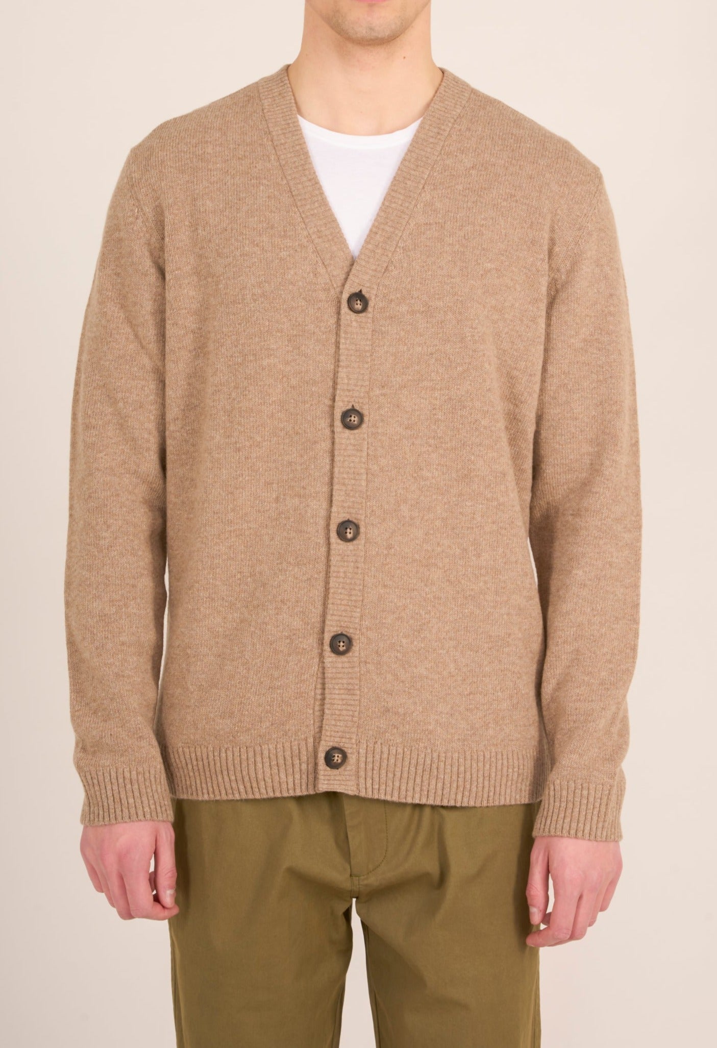 Cardigan beige en laine bio - wool cardigan kelp