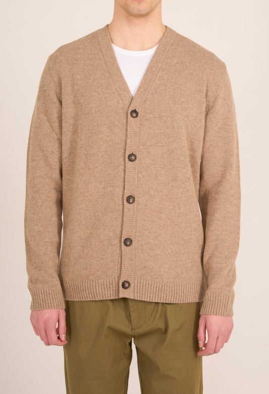 Cardigan beige en laine bio - wool cardigan kelp