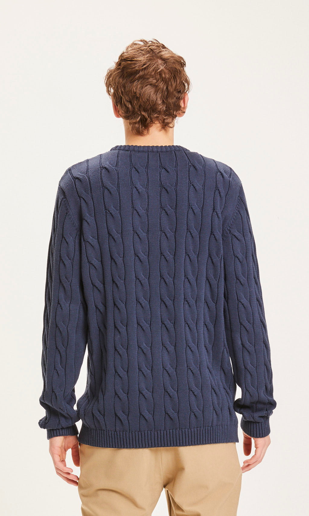 Pull bleu nuit texturé en coton bio - field Total Eclipse