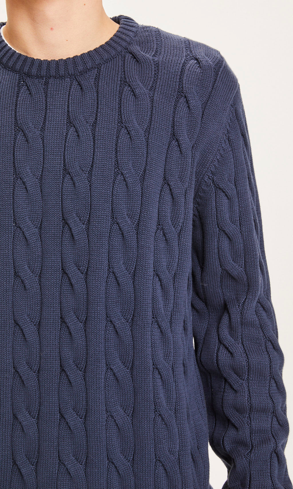 Pull bleu nuit texturé en coton bio - field Total Eclipse