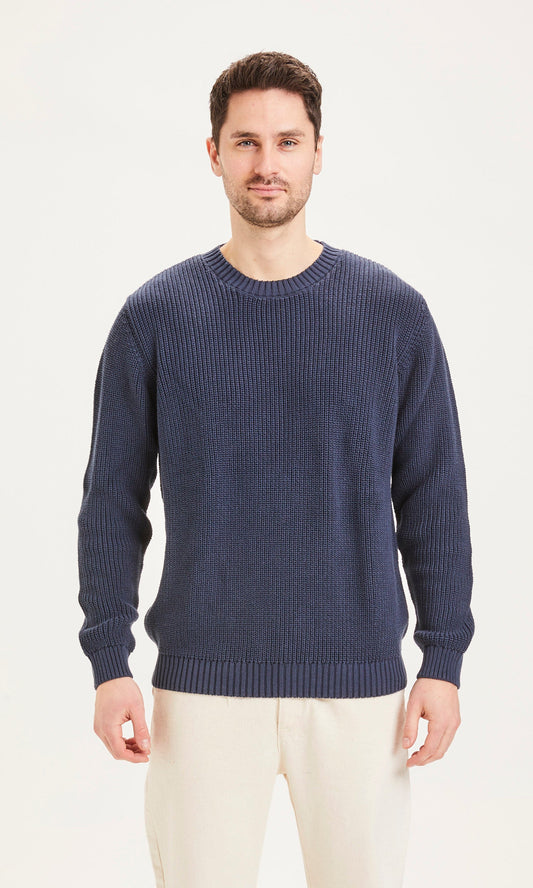 Pull bleu nuit en coton bio - VALLEY Total Eclipse