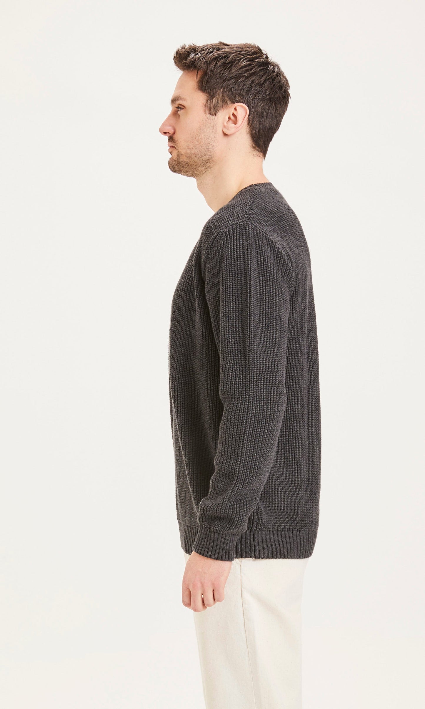 Pull gris nuit en coton bio - VALLEY Dark Grey Melange