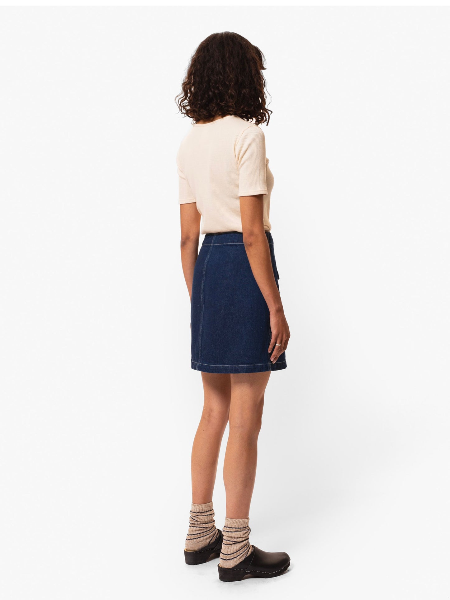 Jupe trapèze en coton bio | bleu "elvy western denim skirt blue"