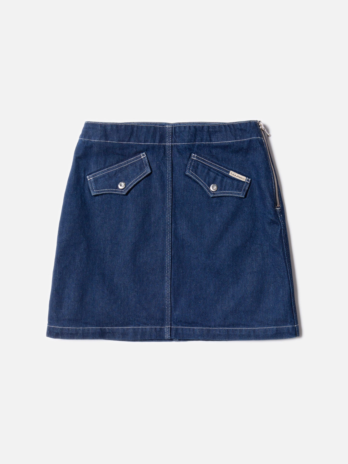 Jupe trapèze en coton bio | bleu "elvy western denim skirt blue"
