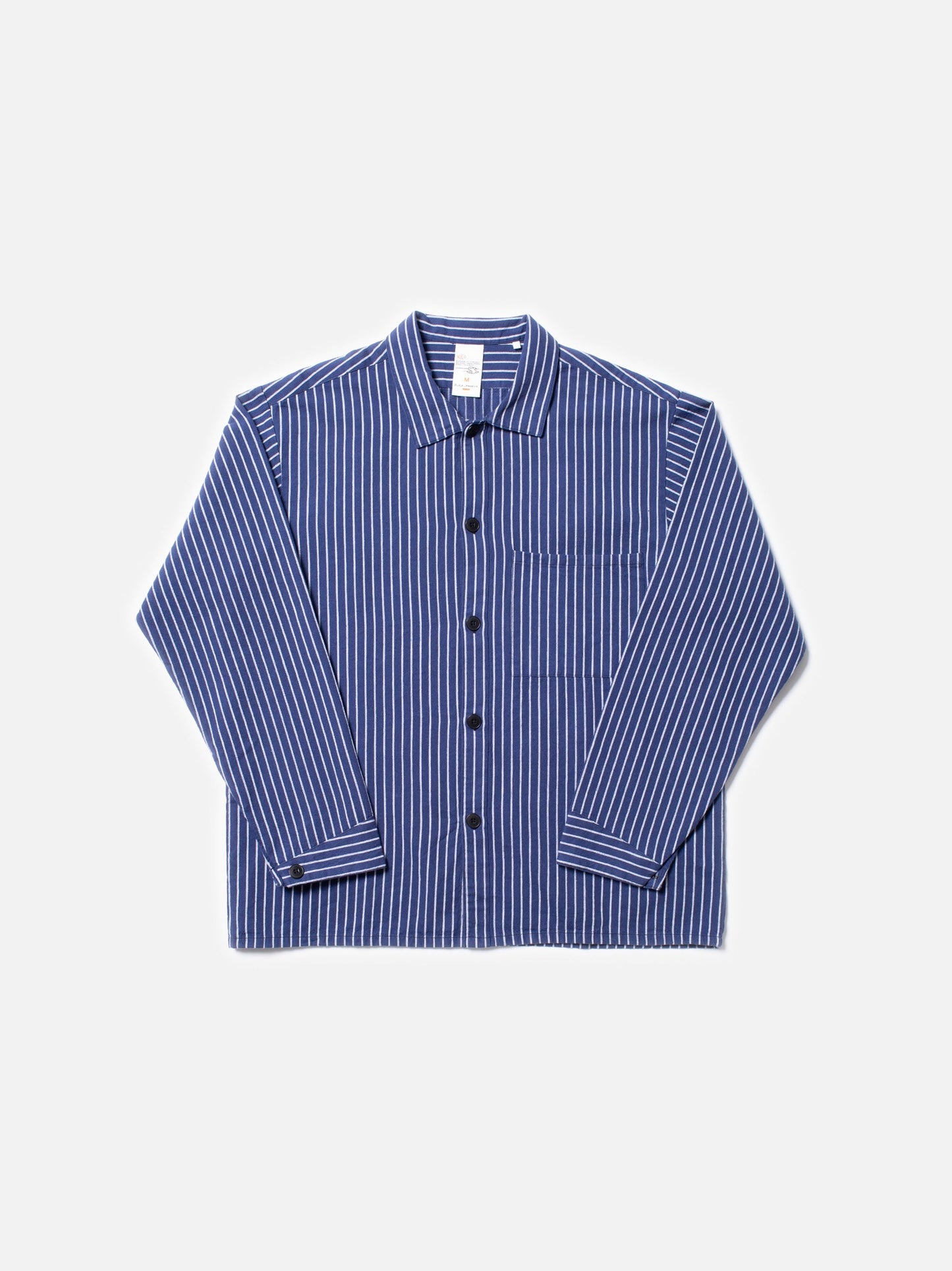 Chemise en coton bio | Rayé bleu et blanc "berra striped worker shirt blue"