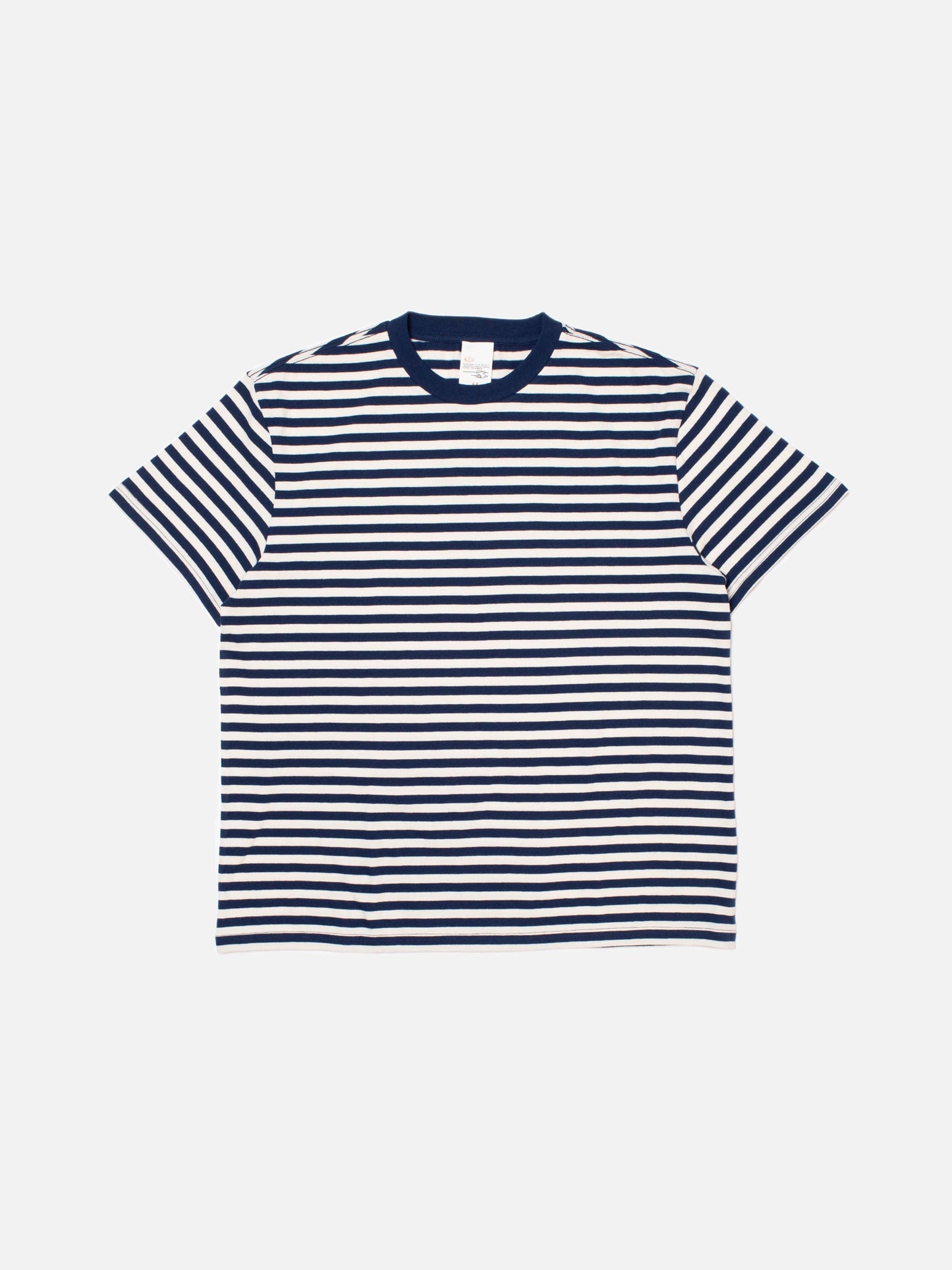 T-shirt rayé en coton bio | bleu "leif breton stripe t-shirt offwhite blue"