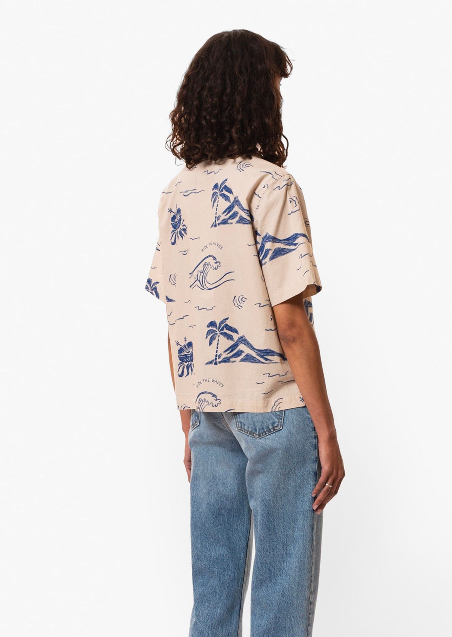 Chemisier en coton bio | Écru à motifs "moa waves hawaii shirt ecru"