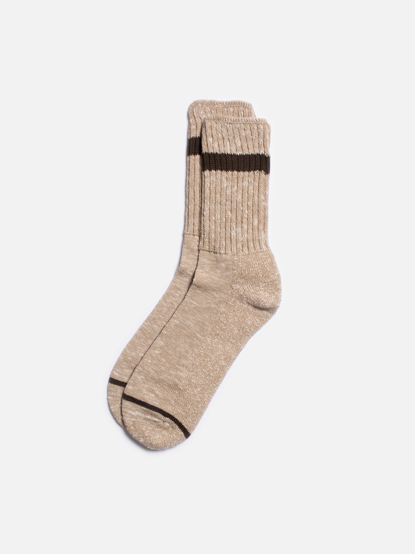 Chaussettes en matières recyclées | Beige "men slub stripe beigemelange"