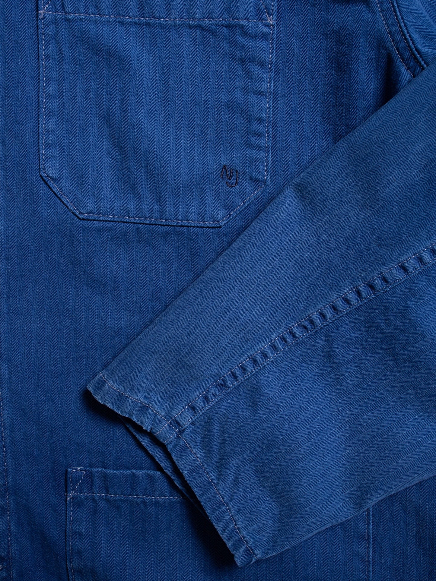 Veste de travail à chevrons en coton bio | bleu "buddy herringbone chore jacket - blue"