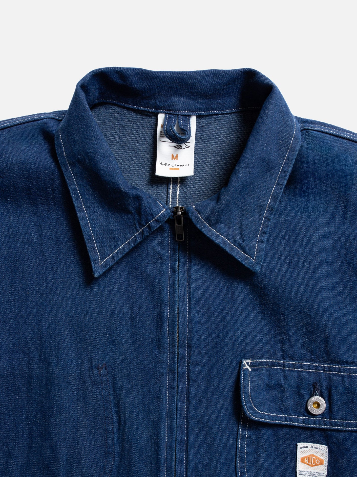 Veste denim en coton bio et recyclé | bleu "jimmy ud zip jacket blue"