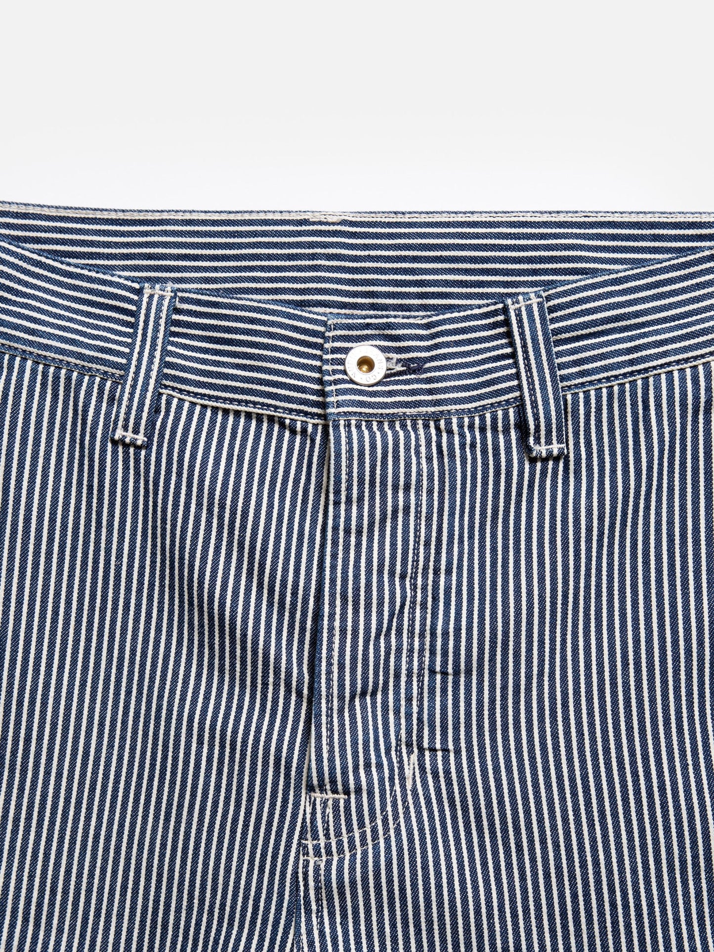 Pantalon ample en coton bio | Denim rayé bleu et blanc "tuff tony hickory pants"