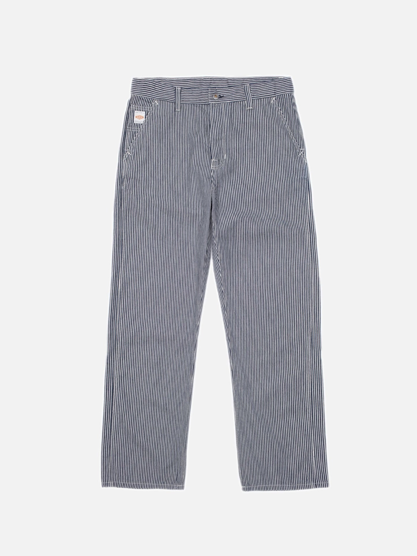 Pantalon ample en coton bio | Denim rayé bleu et blanc "tuff tony hickory pants"