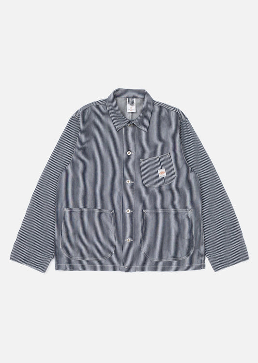 Veste denim en coton bio | rayé bleu et blanc "howie hickory chore jacket"