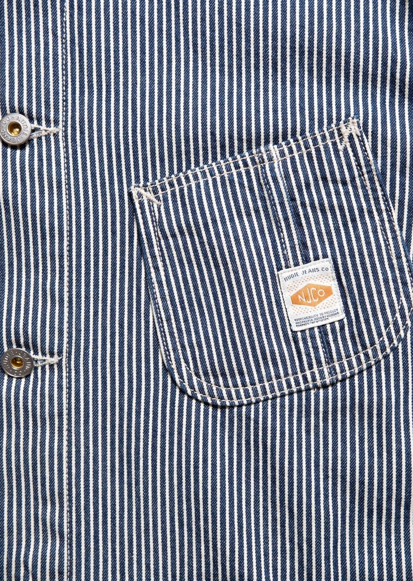 Veste denim en coton bio | rayé bleu et blanc "howie hickory chore jacket"