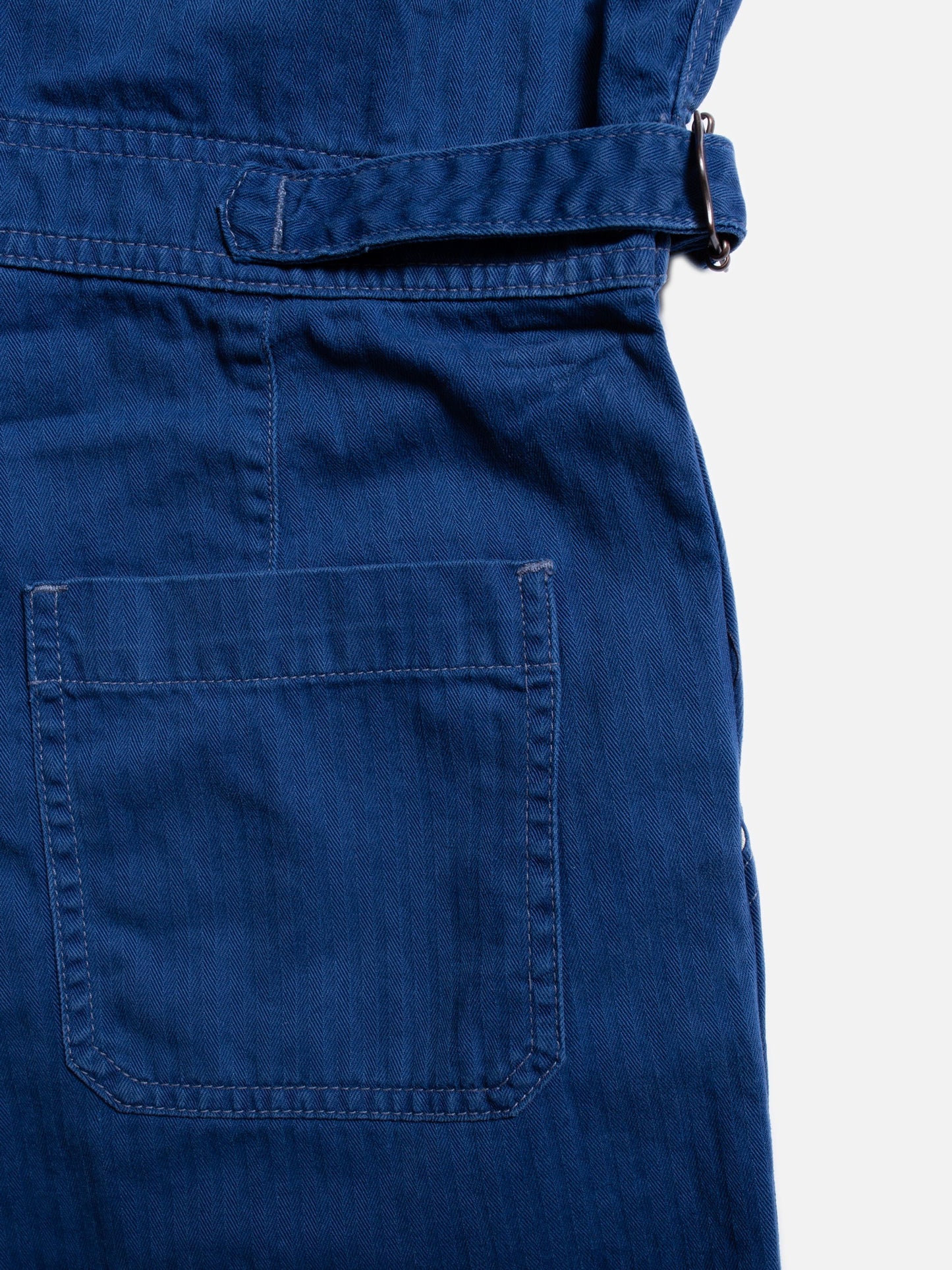 Combinaison worker en coton bio | bleu "ella herringbone boilersuit blue"