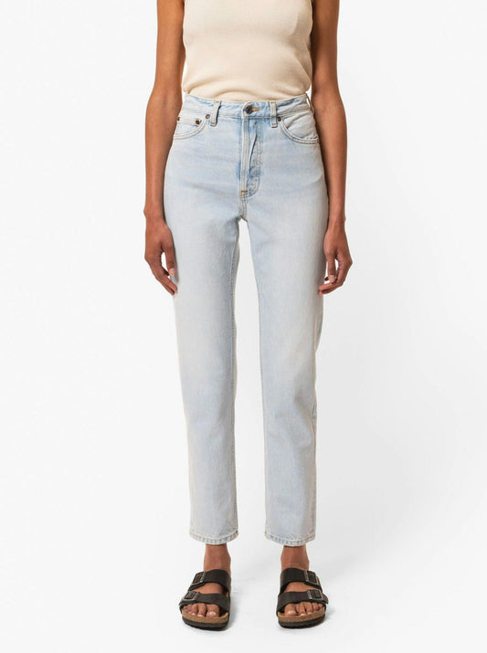 Jean mom en coton bio | bleu délavé "breezy britt sunday moon"