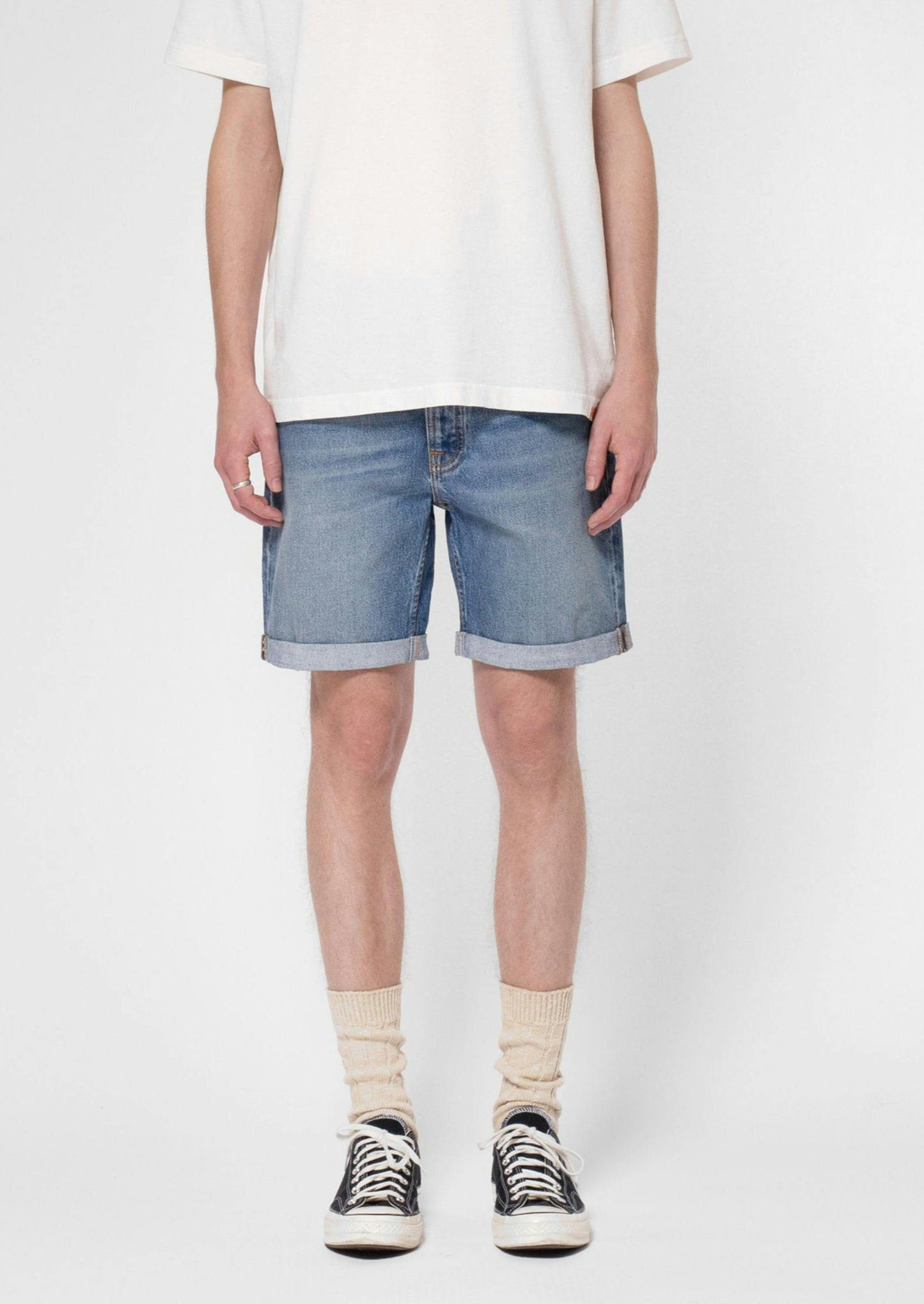 Shorts en denim de coton bio | bleu délavé "josh denim shorts blue haze"