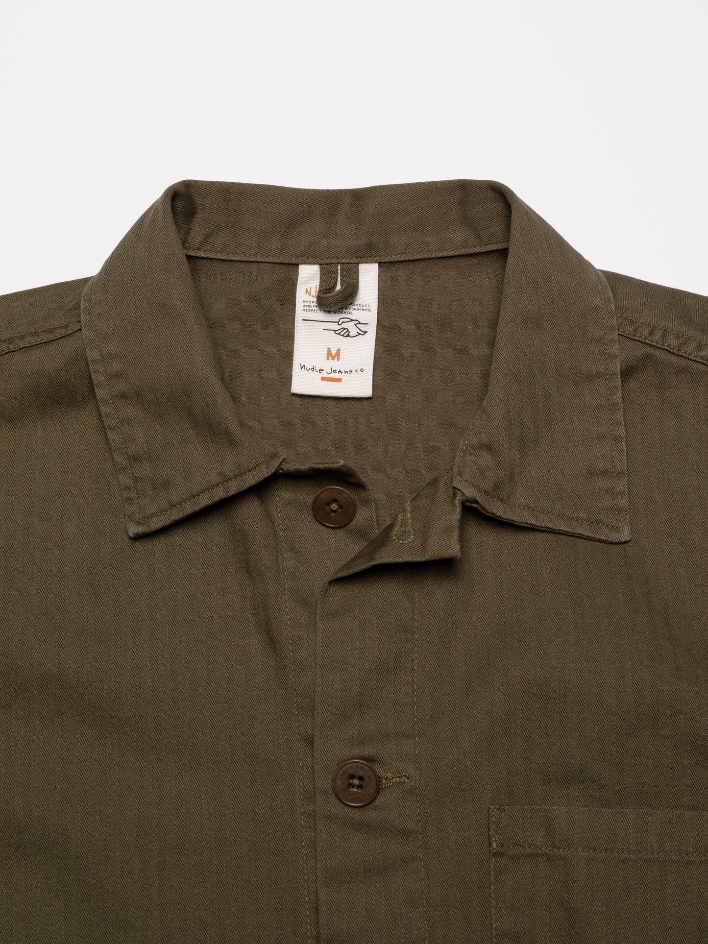 Veste à chevrons en coton bio | kaki "buddy herringbone chore jacket olive"