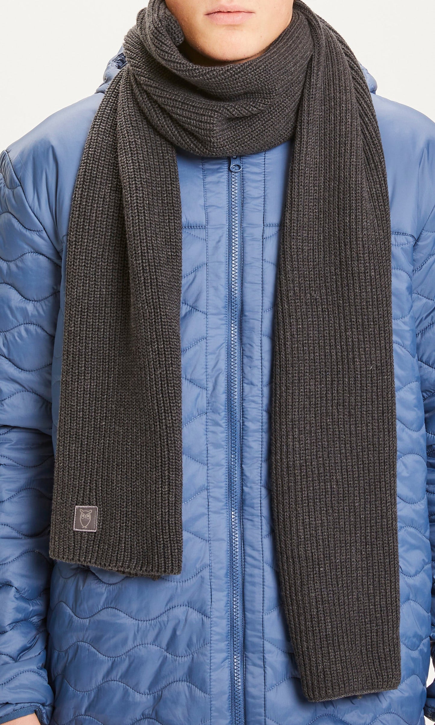 Echarpe grise en coton bio - JUNIPER ribbing scarf dark grey melange