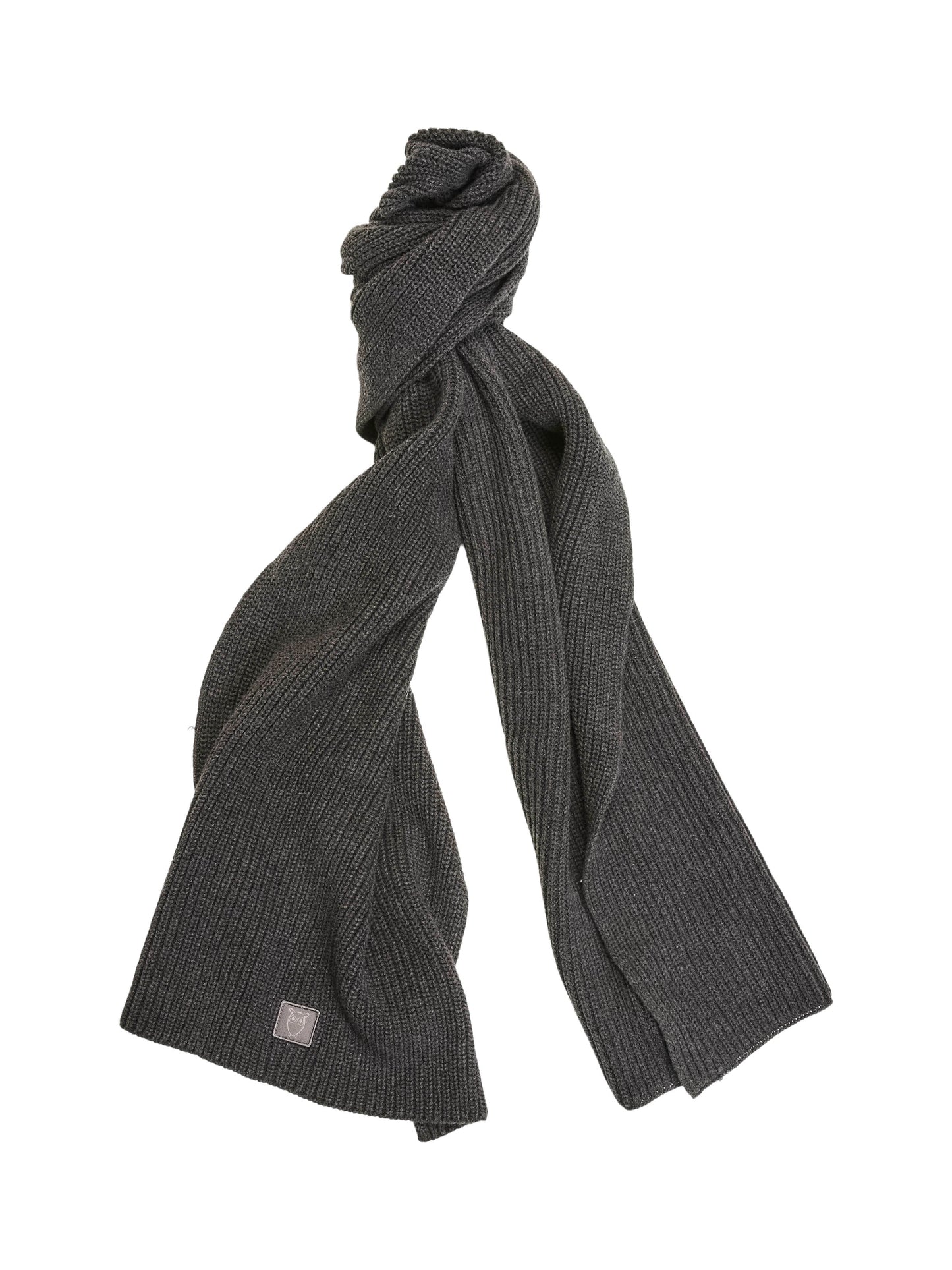 Echarpe grise en coton bio - JUNIPER ribbing scarf dark grey melange