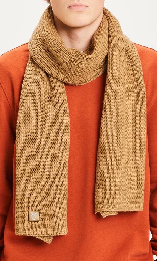 Echarpe beige en coton bio - JUNIPER ribbing scarf kelp