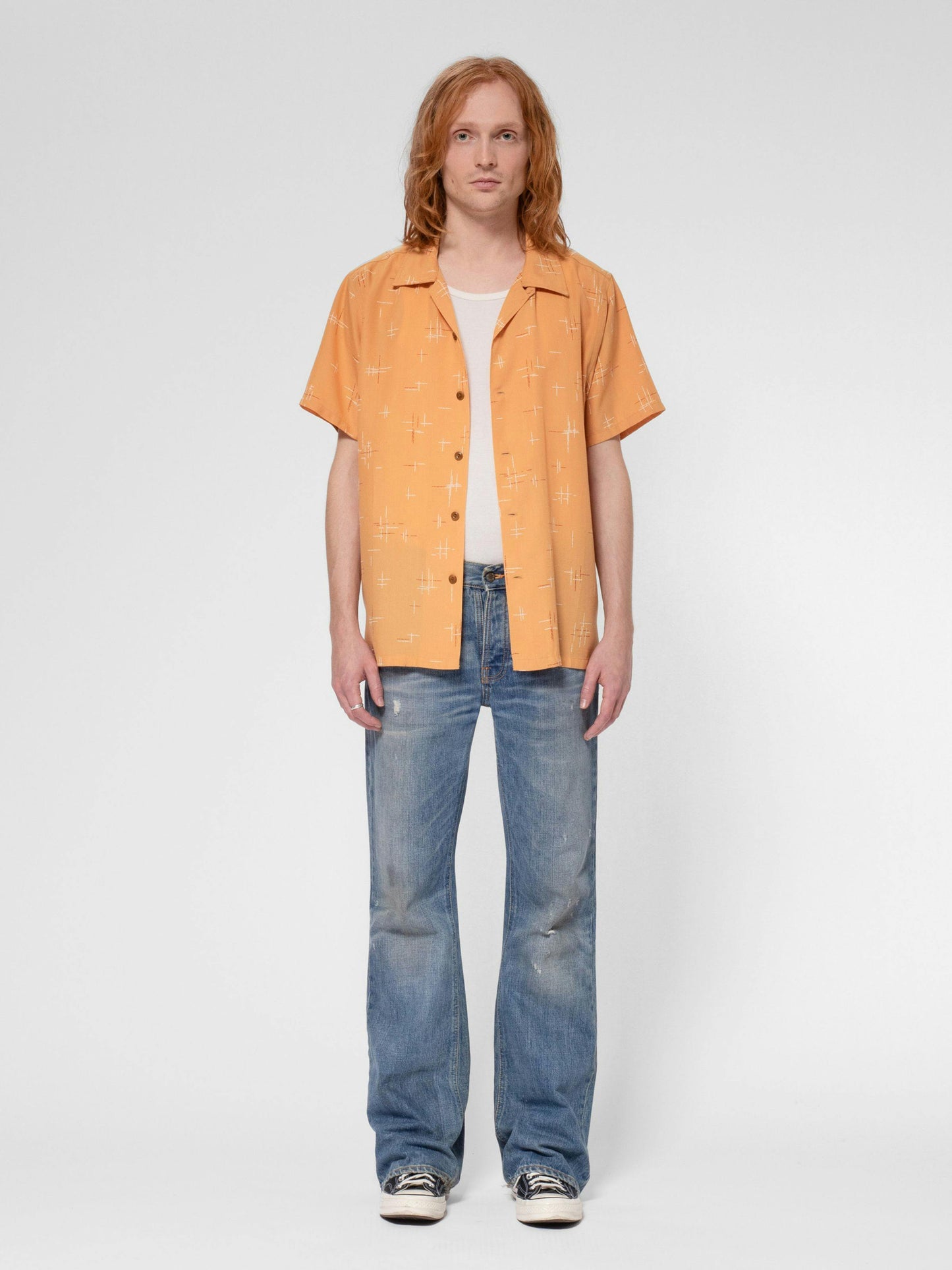 Chemisette en tencel | ocre "arvid 50s hawaii shirt ochre"