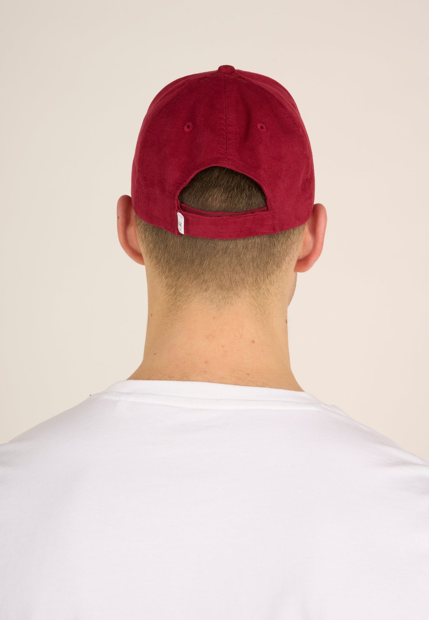 Casquette rouge velours fin coton bio - baby cord cap rhubarb