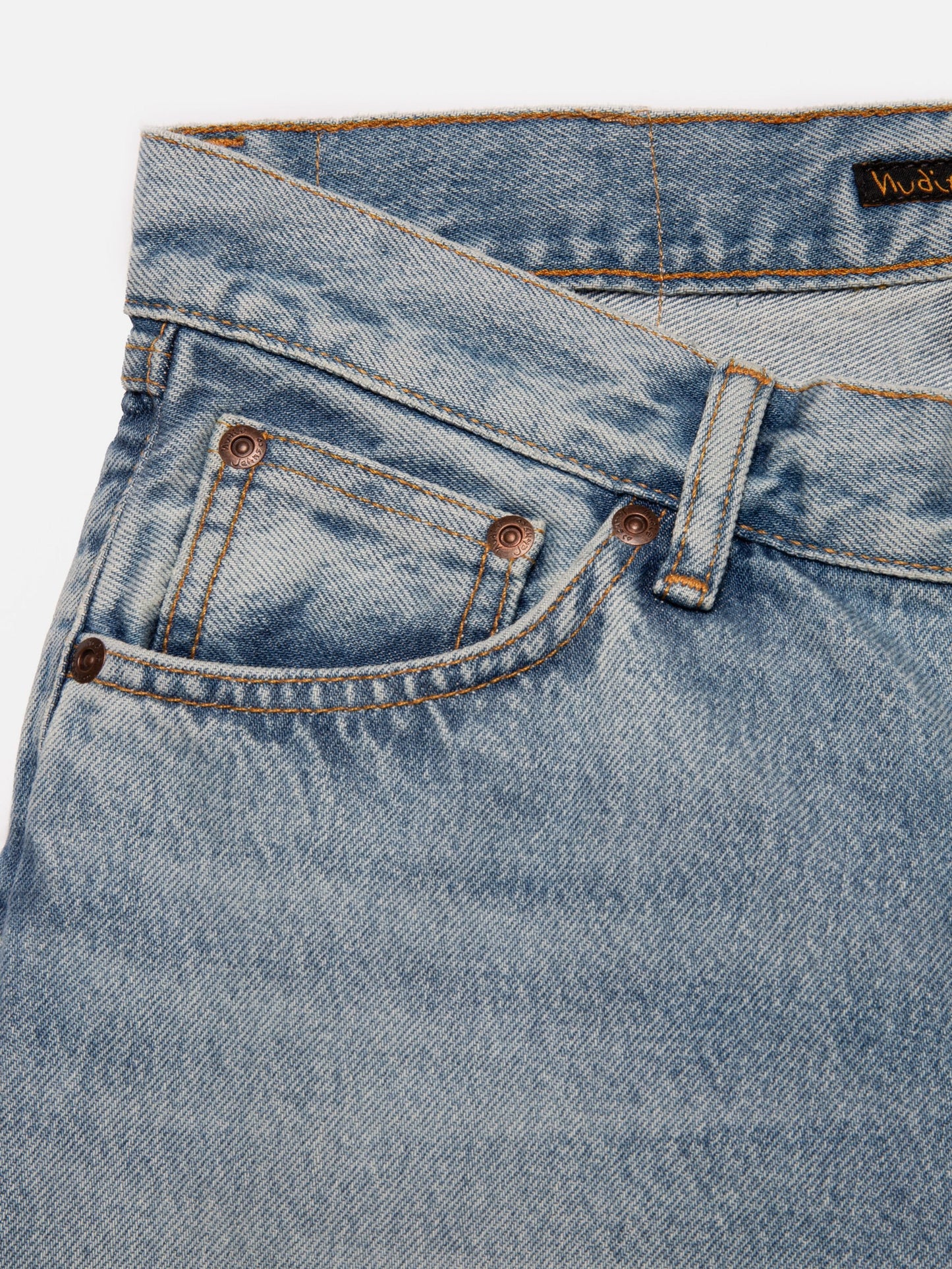 Jean droit en coton bio | bleu délavé "shady sadie slow days"