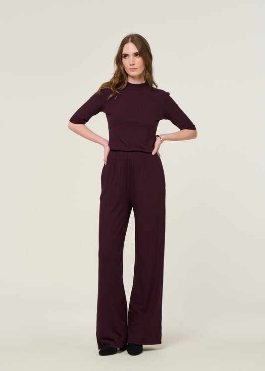 Pantalon ample fluide en tencel | aubergine "smilla - cherry lacquer"